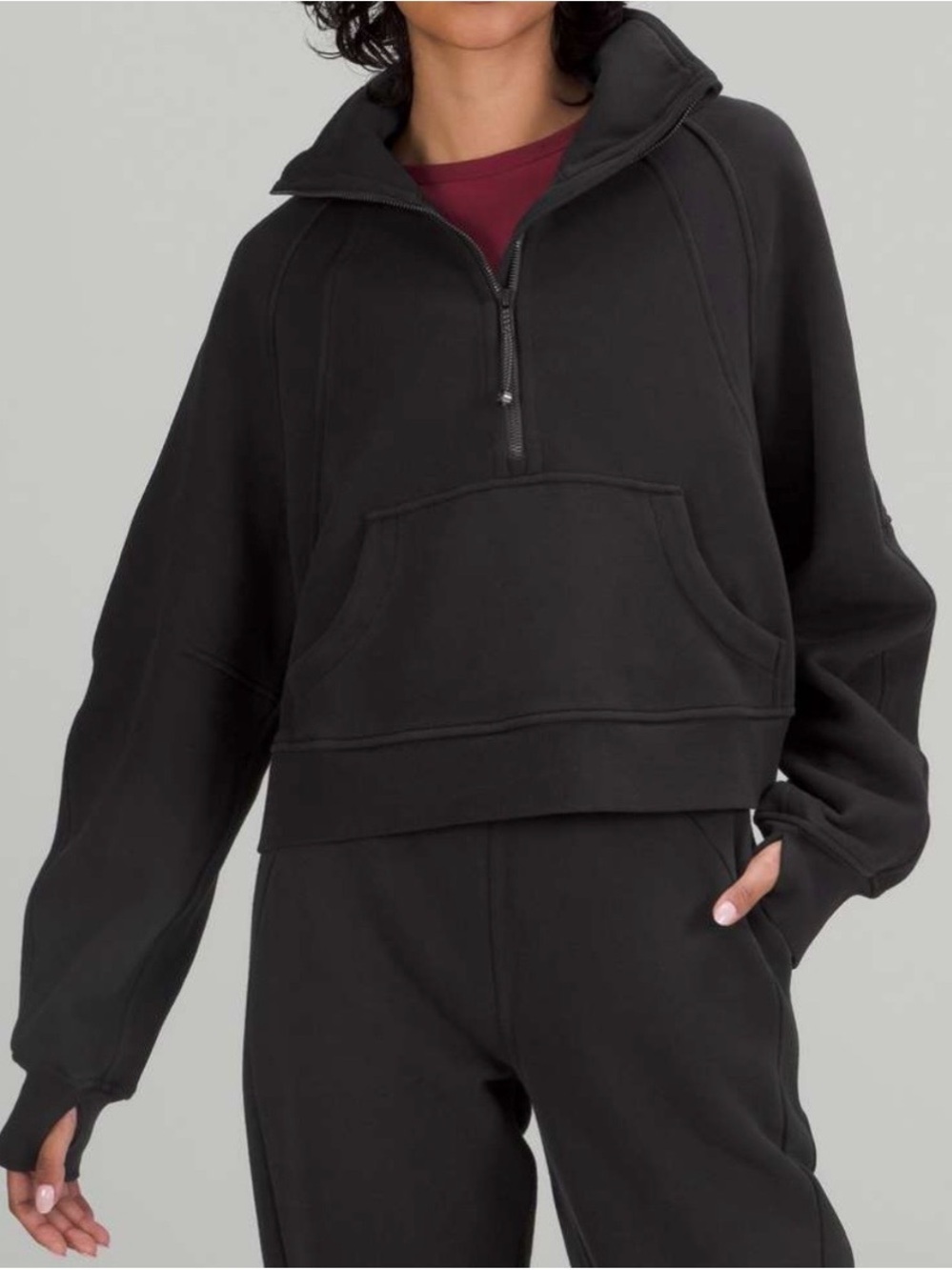 Lululemon Half Zip Scuba Oversized Funnel Neck Size XS/S in Black